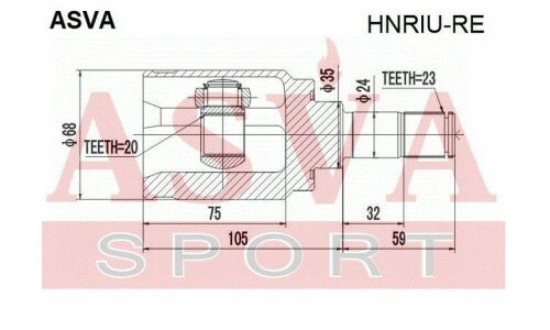ШРУС Asva, внутренний, для Honda CR-V, арт. HNRIU-RE