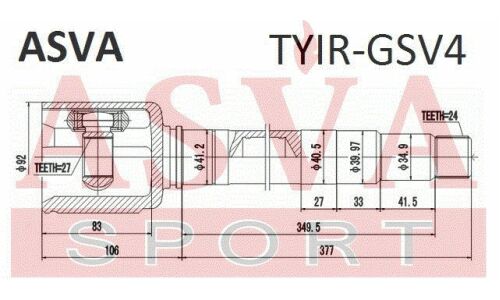 ШРУС Asva, внутренний, арт. TYIR-GSV4