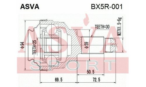 ШРУС Asva, задний, наружный, арт. BX5R-001
