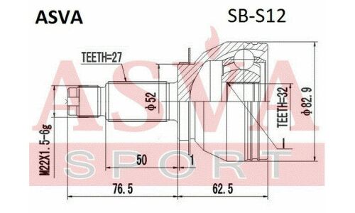 ШРУС Asva, наружный, для Subaru Forester, арт. SB-S12
