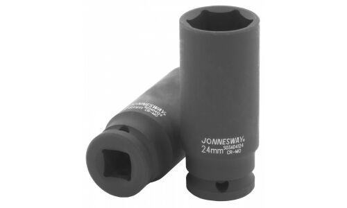 Головка торцевая ударная Jonnesway, длинная, 6-гранная, под квадрат 1/2", 24мм, арт. S03AD4124