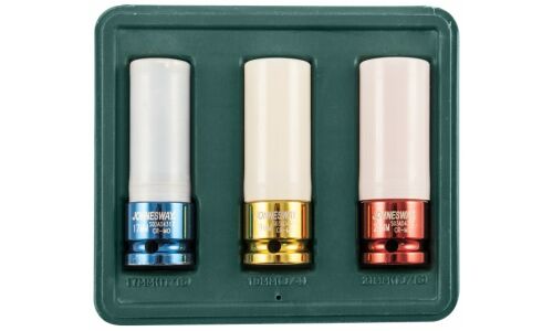 Набор головок торцевых Jonnesway, длинные, 6-гранные, под квадрат 1/2" (17, 19, 21мм), 3 предмета, арт. S03AD4303S