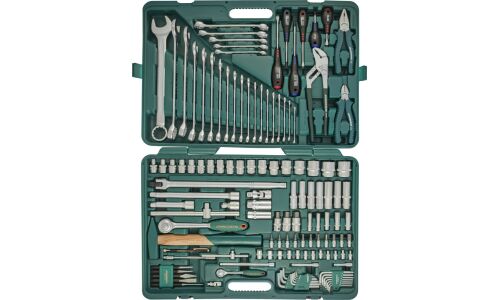 Набор инструментов Jonnesway, под размеры 1/2, 1/4", комплект 128 предметов, арт. S04H524128S