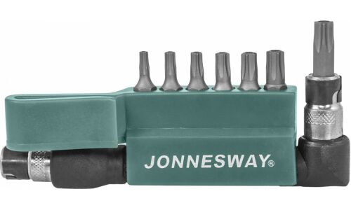 Отвёртка со сменными вставками Jonnesway, посадочный размер HEX1/4", наконечники от TR10(T10H) до TR40(T40H), длина 25мм, 8 предметов, арт. S08H2ST8S