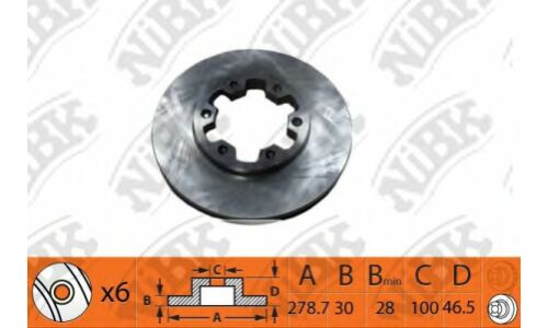 Диск тормозной NIBK, перед, арт. RN1447 (RN1447V)