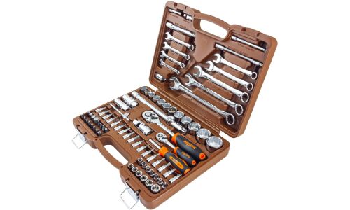 Набор инструментов Ombra, под размеры 1/2, 1/4", 12-гранные головки, комплект 82 предмета, арт. OMT82S12