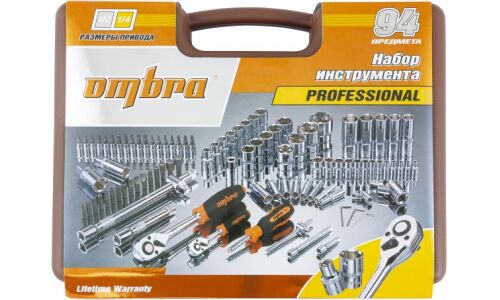 Набор инструментов Ombra, под размеры 1/2, 1/4", комплект 94 предмета, арт. OMT94S