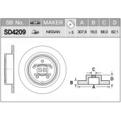Диск тормозной  (43206-CA000) | зад Sangsin, арт. SD4209