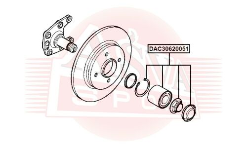 Подшипник ступицы колеса (комплект) | зад прав/лев Asva, арт. DAC30620051