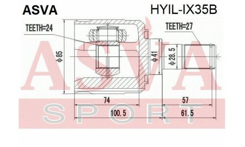 ШРУС Asva, передний, левый, внутренний, арт. HYIL-IX35B