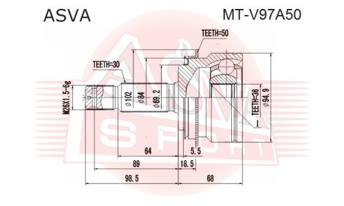 ШРУС Asva внешний, арт. MT-V97A50