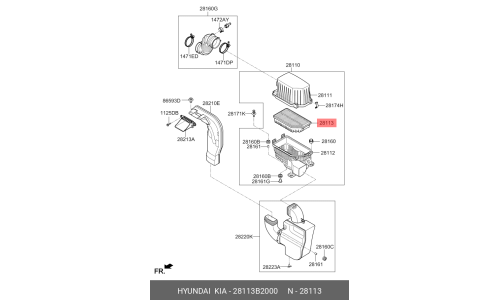 Фильтр воздушный Hyundai/Kia, арт. 28113B2000