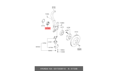 Подшипник ступицы колеса | перед Hyundai/Kia, арт. S5172038110