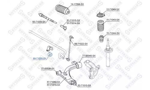 Втулка стабилизатора переднего центральн | прав/лев Stellox, арт. 89-71033-SX