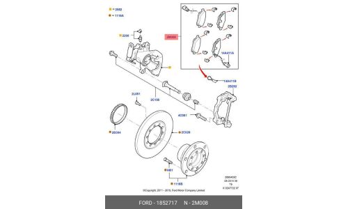 Колодки тормозные дисковые Ford, задние, комплект на ось (4 шт), арт. 1852717