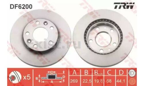 Диск тормозной | перед TRW DF6200