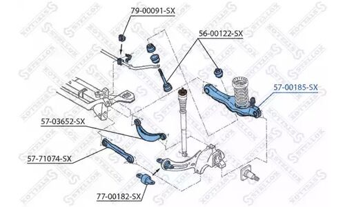 Рычаг задн. нижн. л.+п. Ford Focus 98-04 | прав/лев Stellox, арт. 57-00185-SX