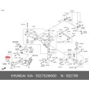 Сайлентблок заднего продольного рычага Hyundai/Kia, левый, арт. 55275-2W000