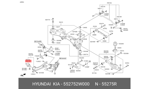 Сайлентблок заднего продольного рычага Hyundai/Kia, левый, арт. 55275-2W000
