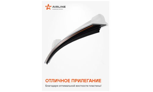 Щётка стеклоочистителя Airline Pro 360мм (14") бескаркасная, всесезонная, со спойлером, 10 переходников, 1 шт, арт. AWB-BK-360
