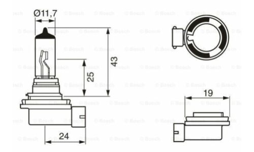 Лампа галогенная Bosch H11 (PGJ19-2, T11), 12В, 55Вт, 3200К, 1 шт, арт. 1 987 301 339