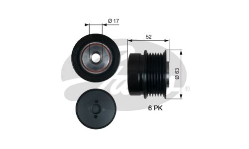 Шкив генератора с обгонной муфтой Gates, арт. OAP7187