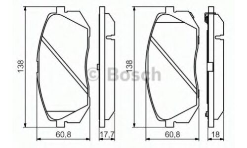 Колодки тормозные дисковые Bosch, передние, комплект на ось (4 шт), арт. 0 986 494 559