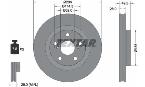 Диск тормозной с покрытием PRO | перед Textar 92168803