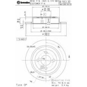 Диск тормозной Brembo, задний, правый/левый, 1 шт, арт. 08.9163.21