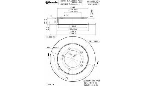 Диск тормозной Standard | перед Brembo, арт. 08.B304.10