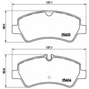 Колодки тормозные дисковые Brembo, комплект на ось (4 шт), арт. P24160