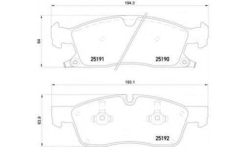 Колодки тормозные дисковые Brembo, комплект на ось (4 шт), арт. P37017