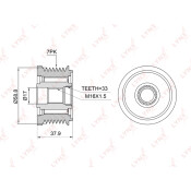Муфта шкива генератора LYNXauto обгонная, арт. PA-1003