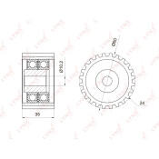 Шкив ремня ГРМ LYNXauto обводной, арт. PB-3034