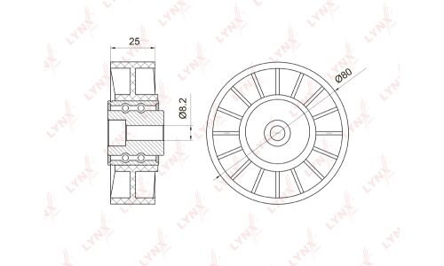 Натяжитель приводного ремня с роликом LYNXauto, арт. PB-5008