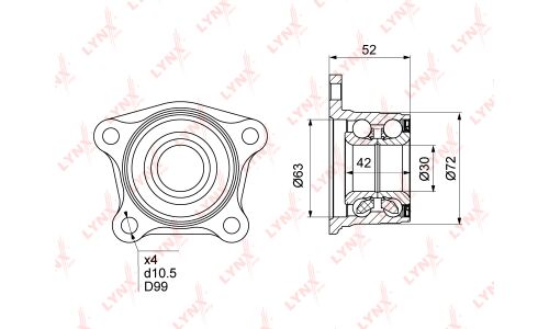 Подшипник ступицы колеса LYNXauto, арт. WB-1023