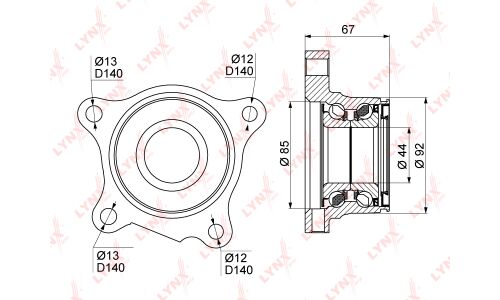 Ступица колеса LYNXauto, арт. WB-1029