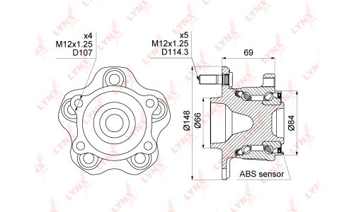 Ступица колеса LYNXauto, арт. WH-1009