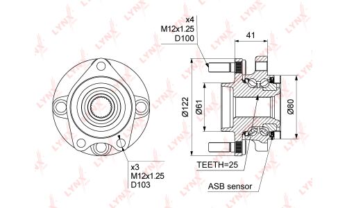 Ступица колеса LYNXauto, арт. WH-1011