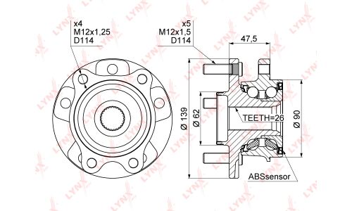 Ступица колеса LYNXauto, арт. WH-1012