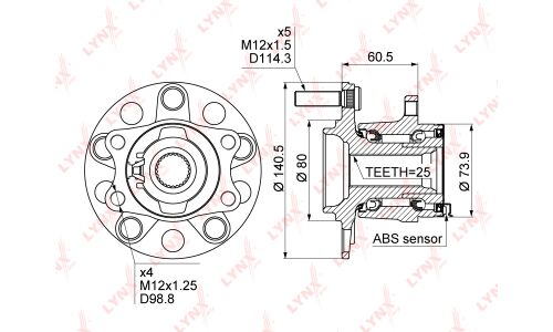 Ступица колеса LYNXauto, арт. WH-1021