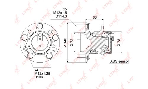 Ступица колеса LYNXauto, арт. WH-1030