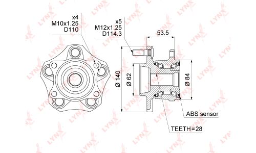 Ступица колеса LYNXauto, арт. WH-1037