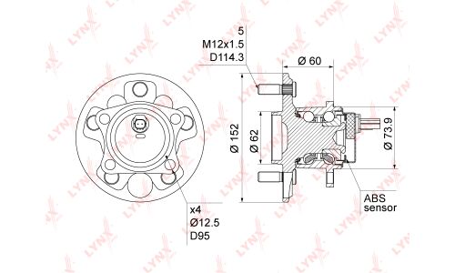 Ступица колеса LYNXauto, арт. WH-1042