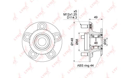 Ступица колеса LYNXauto, арт. WH-1048