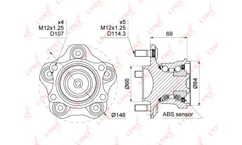 Ступица колеса LYNXauto, арт. WH-1053