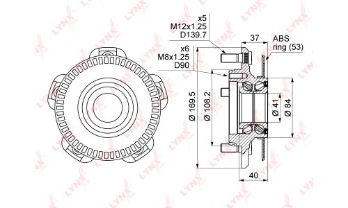 Ступица колеса LYNXauto, арт. WH-1054