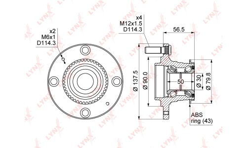 Ступица колеса LYNXauto, арт. WH-1067