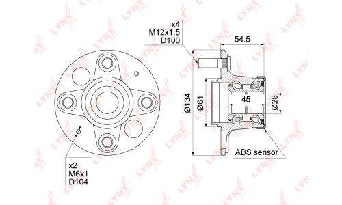 Ступица колеса LYNXauto, арт. WH-1079