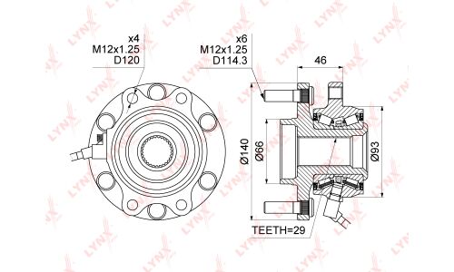 Ступица колеса LYNXauto, арт. WH-1104